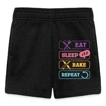 Eat Sleep Bake Repeat Lustiges Bäcker Motiv - Baby Shorts - Schwarz - Vorne