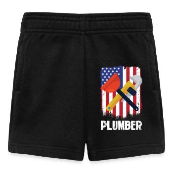 Outils de plombier devant le drapeau américain - Short Bébé - noir - Devant