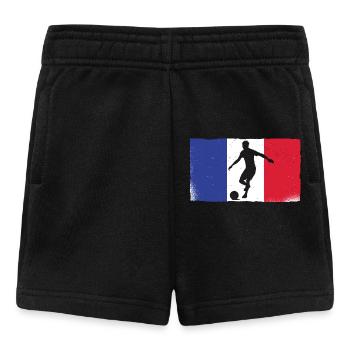 Silhouette de match de football français devant le drapeau - Short Bébé - noir - Devant