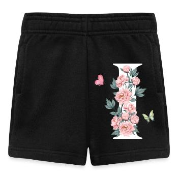 Buchstabe i rosa Blumen - Baby Shorts - Schwarz - Vorne