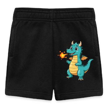 Dino Cartoon Dragon with Fire - Baby Shorts - black - Front