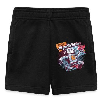 Powered By AI Generation Robot Fun - Baby Shorts - black - Front