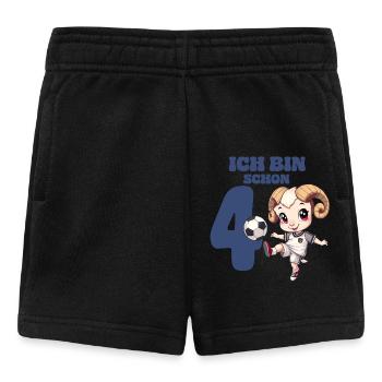 Fußball Geburtstag 4 Jahre Sternzeichen Widder - Baby Shorts - Schwarz - Vorne