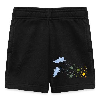 Weihnachtssterne und Engel Sterne streuen Gelb Rot - Baby Shorts - Schwarz - Vorne