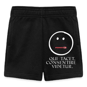 who is silent seems to agree latin knows - Baby Shorts - black - Front