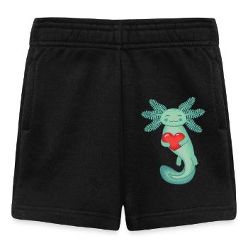 Dark green axolotl holding a red heart - Baby Shorts - black - Front