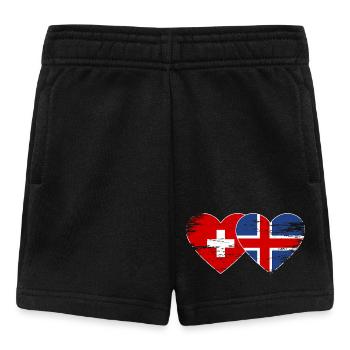 Suisse Islande Drapeau Coeur utilisé - Short Bébé - noir - Devant