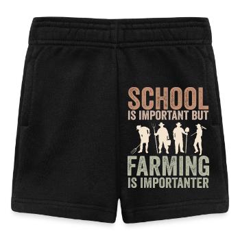 School is important but farming is importanter - Baby Shorts - black - Front