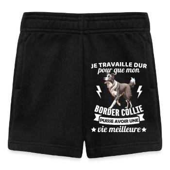 Humour border collie chien mignon 1 - Short Bébé - noir - Devant