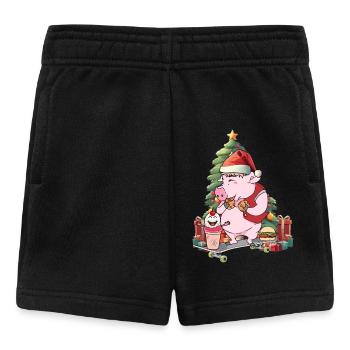 Bescherung Santa Nikolaus Schwein Weihnachtsmann - Baby Shorts - Schwarz - Vorne