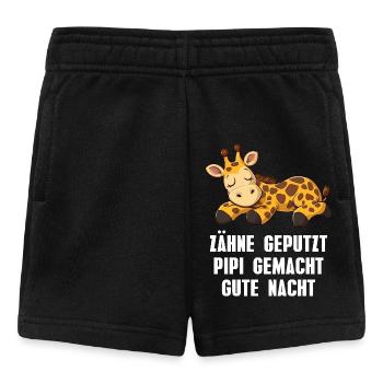 Zähne geputzt Gute Nacht Giraffe Schlafshirt - Baby Shorts - Schwarz - Vorne
