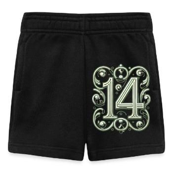 Elegant Ornate Number 14 Design - Baby Shorts - black - Front