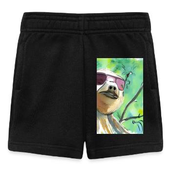 Cooles Comic-Porträt eines Faultiers mit Sonnenbrille - Baby Shorts - Schwarz - Vorne