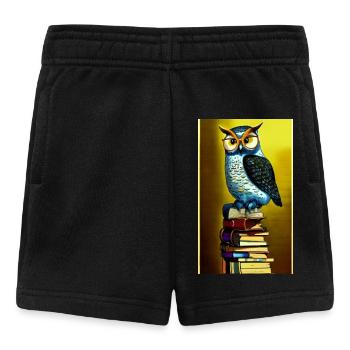 Comic Cartoon Cute Book Owl Owl Book Stack - Baby Shorts - black - Front