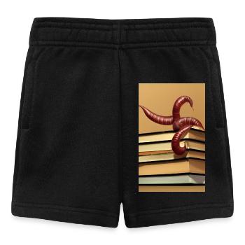 Comic Cartoon Creepy Bookworm Book Stack - Baby Shorts - black - Front