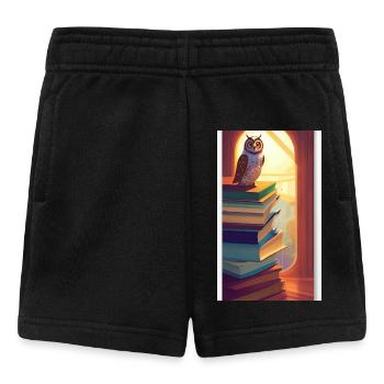 Comic Cartoon Cute Book Owl Owl Book Stack - Baby Shorts - black - Front
