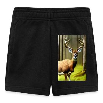 Cool Comic Portrait of a wild red deer majestic - Baby Shorts - black - Front