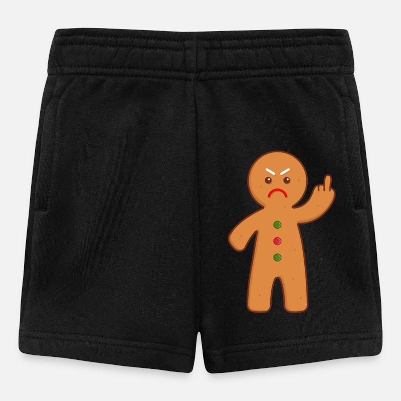 Lebkuchenmann Stinkefinger Mittelfinger - Baby Shorts - Schwarz