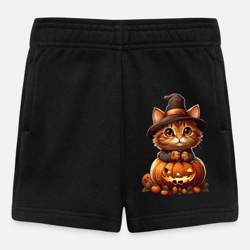 Chat d’Halloween - Short Bébé - noir