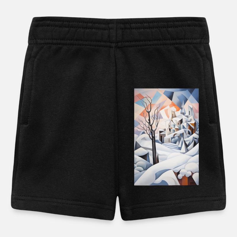 paysage enneigé dans un style géométrique - Short Bébé - noir