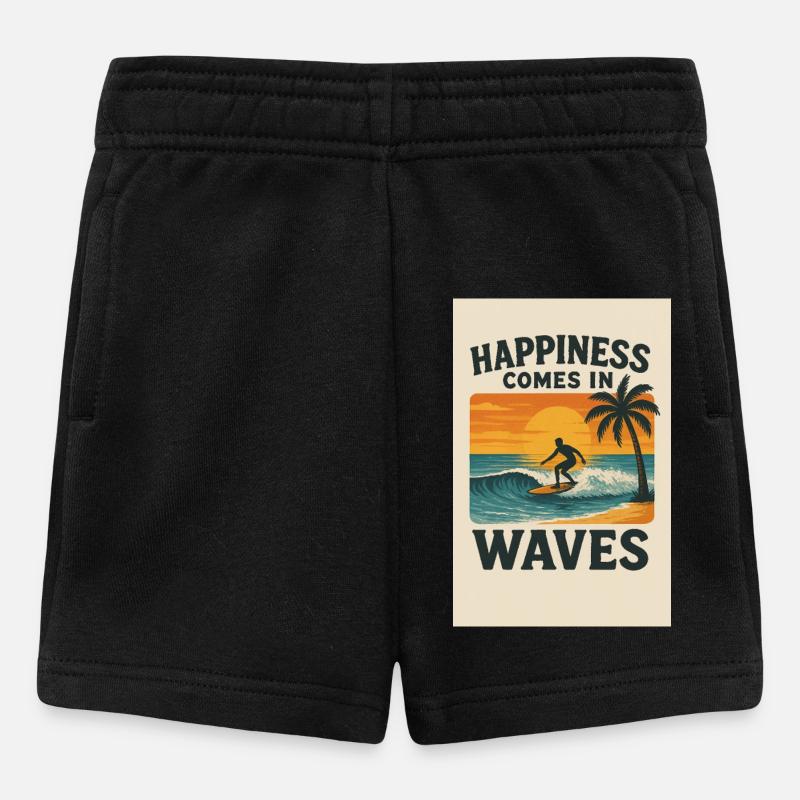 Le bonheur vient par vagues - Short Bébé - noir