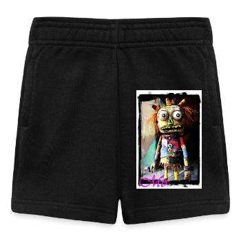 Poupée de chiffon colorée faite à la main, art urbain de rue - Short Bébé - noir - Devant
