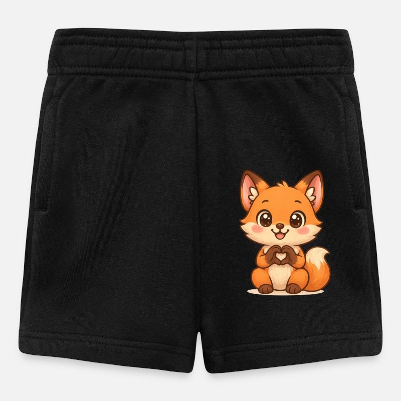 Cuddly fox with heart shape - Baby Shorts - black