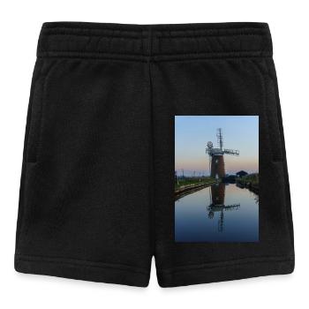 Windmühle am ruhigen Kanal - Baby Shorts - Schwarz - Vorne