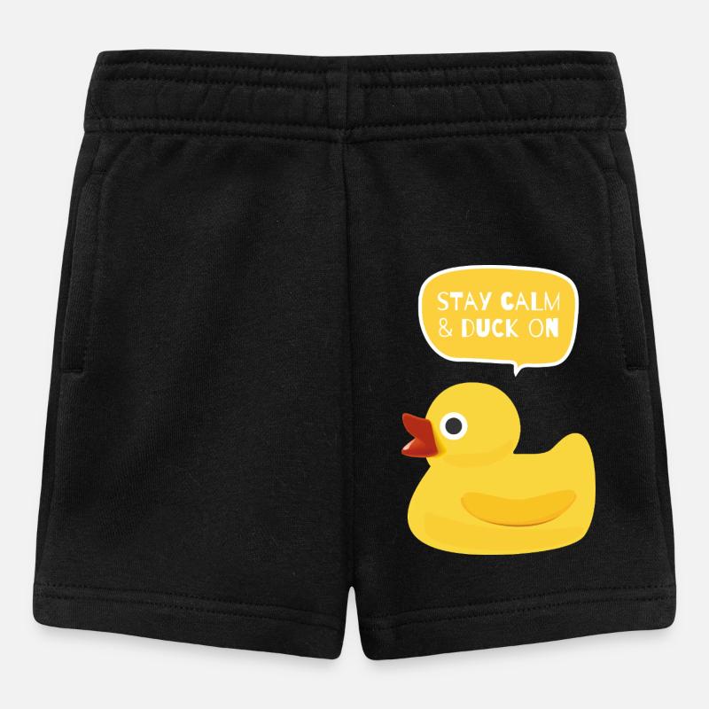 Stay Calm & Duck On Design - Baby Shorts - black