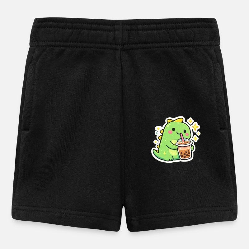 Sweet dinosaur with bubble tea - Baby Shorts - black
