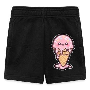 Glace Kawaii avec des vermicelles - Short Bébé - noir - Devant