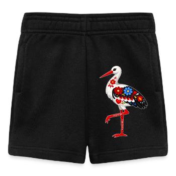 Cigogne populaire debout sur une jambe - Short Bébé - noir - Devant
