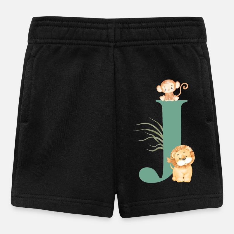 Buchstabe j grüne Dschungeltiere - Baby Shorts - Schwarz
