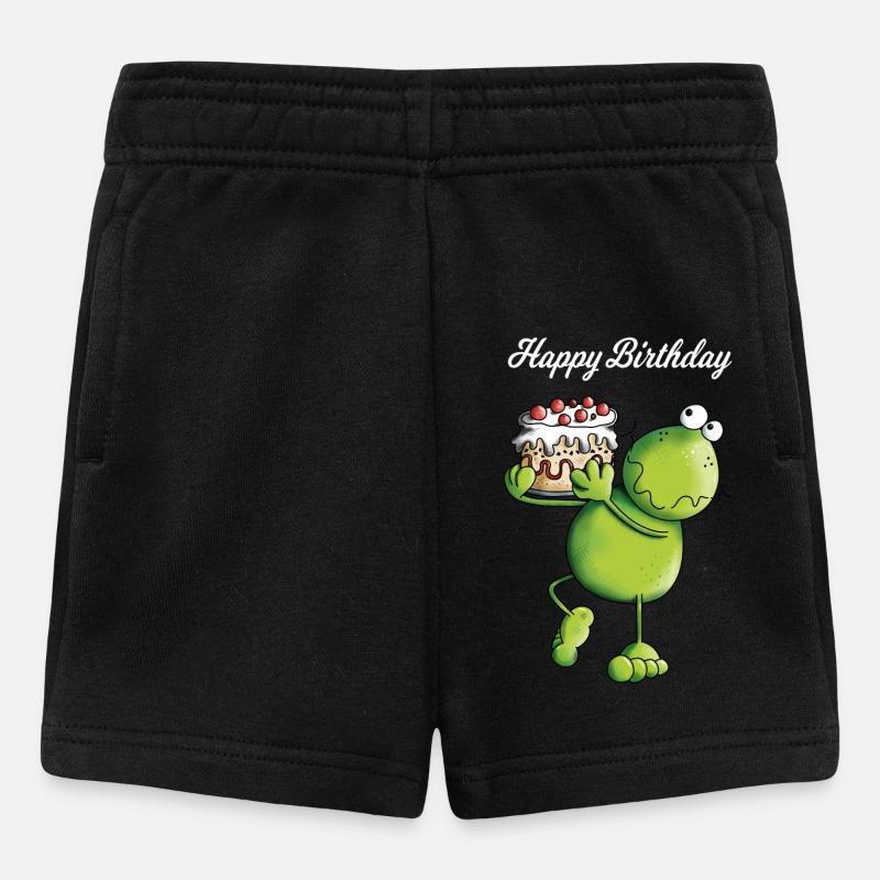 Frosch trägt Kuchen - Baby Shorts - Schwarz
