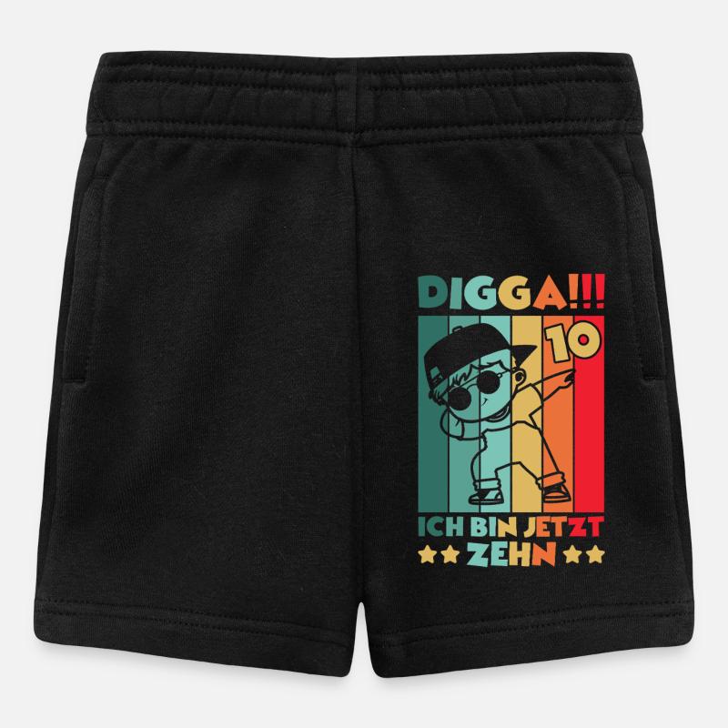 Digga Ich Bin 10 Jahre 10 Geburtstag Dabbing Junge - Baby Shorts - Schwarz