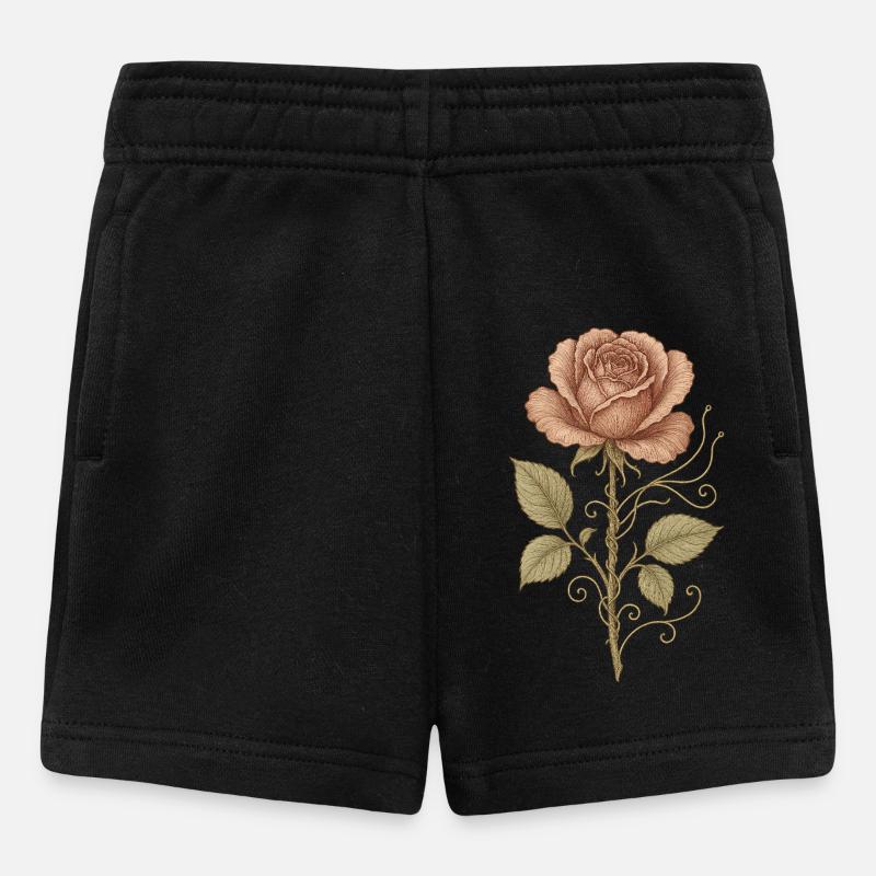 Rose Rouge Vintage - Short Bébé - noir