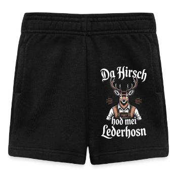 Lederhosen Bavaria Traditional Costume Deer Funny Beer Tent - Baby Shorts - black - Front
