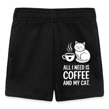 Café et chat dicton amateur de caféine - Short Bébé - noir - Devant