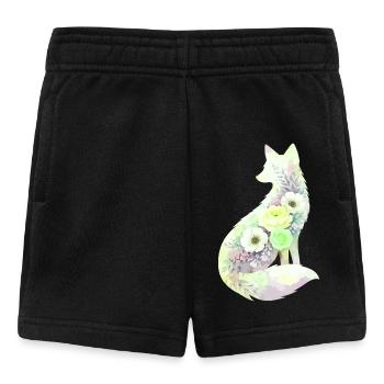 Fuchs Silhouette Aquarell Blumen - Baby Shorts - Schwarz - Vorne