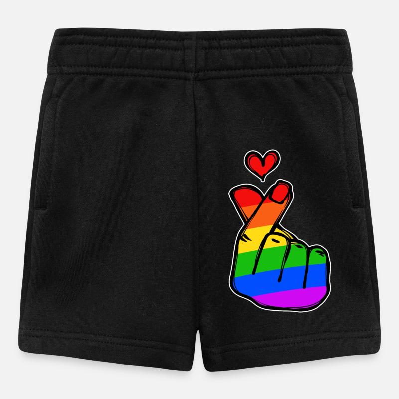 Frieden Herz Liebe Regenbogen Friedensbewegung - Baby Shorts - Schwarz