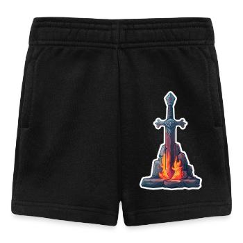 Fantasy RPG Sword with Fire in a Stone - Baby Shorts - black - Front