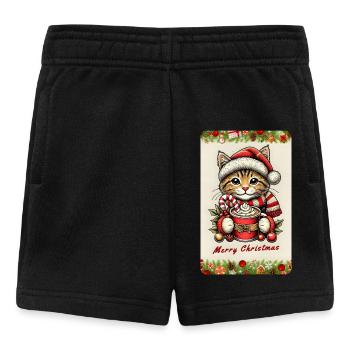 Chat de Noël au chocolat chaud - Short Bébé - noir - Devant