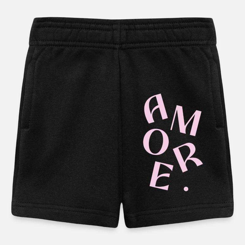 Pink Amore Text Design - Baby Shorts - black