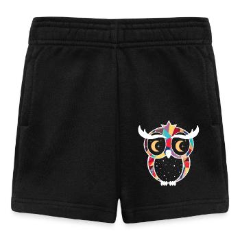 Owl (Colorful, Abstract) - Baby Shorts - black - Front