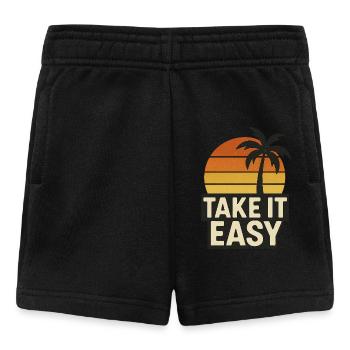 Take It Easy – Retro Sunset Vibes Shirt, Palme - Baby Shorts - Schwarz - Vorne