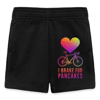 Heart and Bicycle with Pancake Text Design - Baby Shorts - black - Front