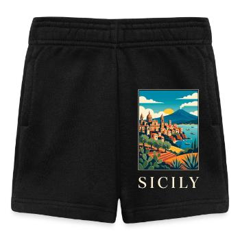 Sicilian Coastal Vista in Bold Colour Italy Travel - Baby Shorts - black - Front