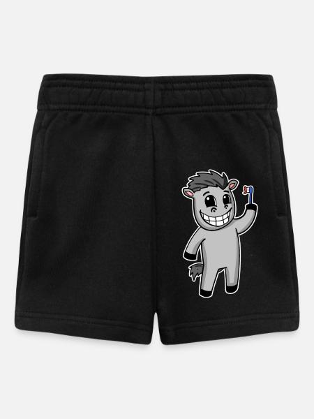 Pferd mit Zahnbürste - Baby Shorts - Schwarz