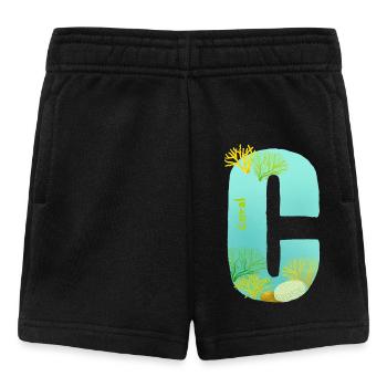 Récif de corail C lettre Design bleu vert Turquoise - Short Bébé - noir - Devant