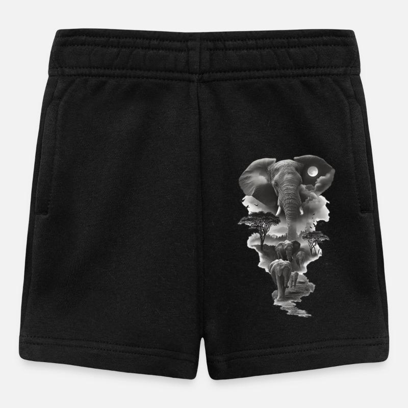 Silhouette d'éléphants lunaire - Short Bébé - noir